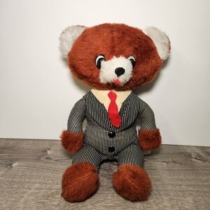 Vintage 1978 Commonwealth Toy Pull String Talking Executive Teddy Bear 12" READ